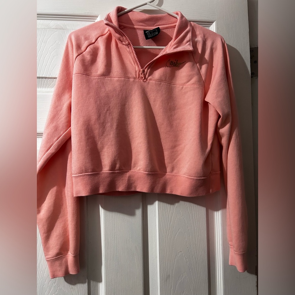 Nike Quarter Zip Coral Crop Pullover